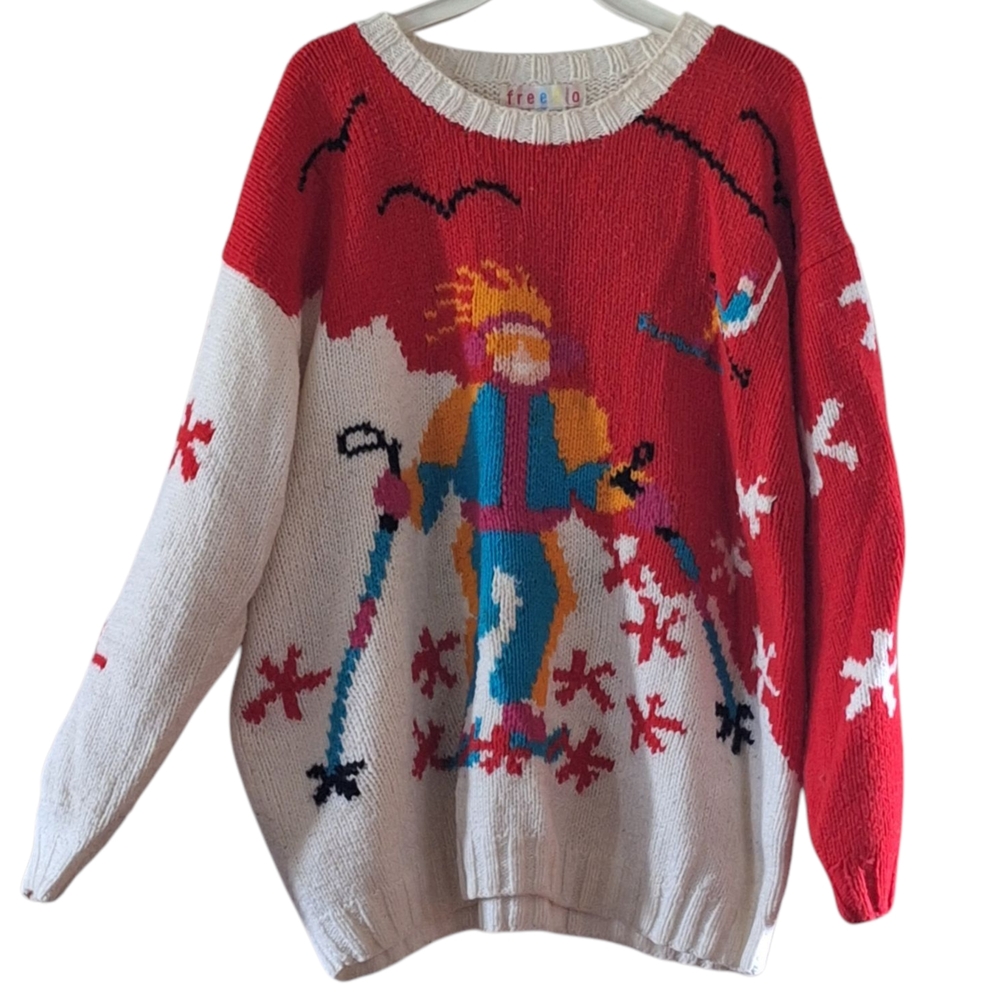 Colorful Ski Themed Sweater